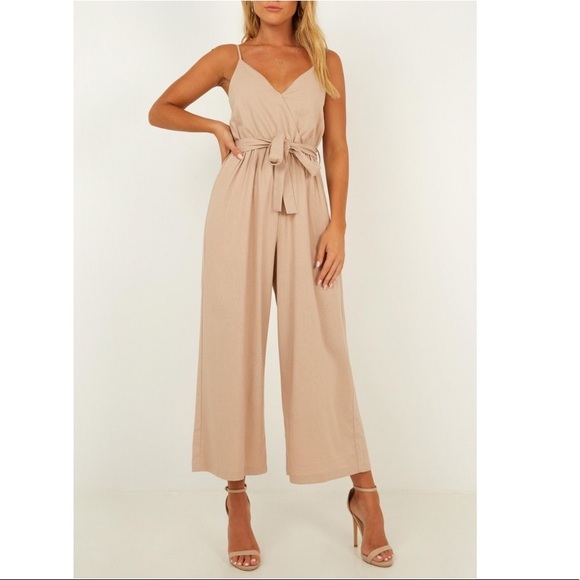 Showpo. Pants - Showpo Jumpsuit in Beige - New with Tags